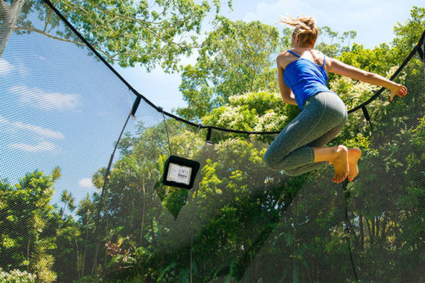 woman on trampoline