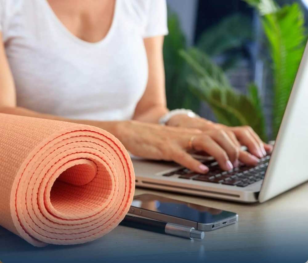 woman typing on computer