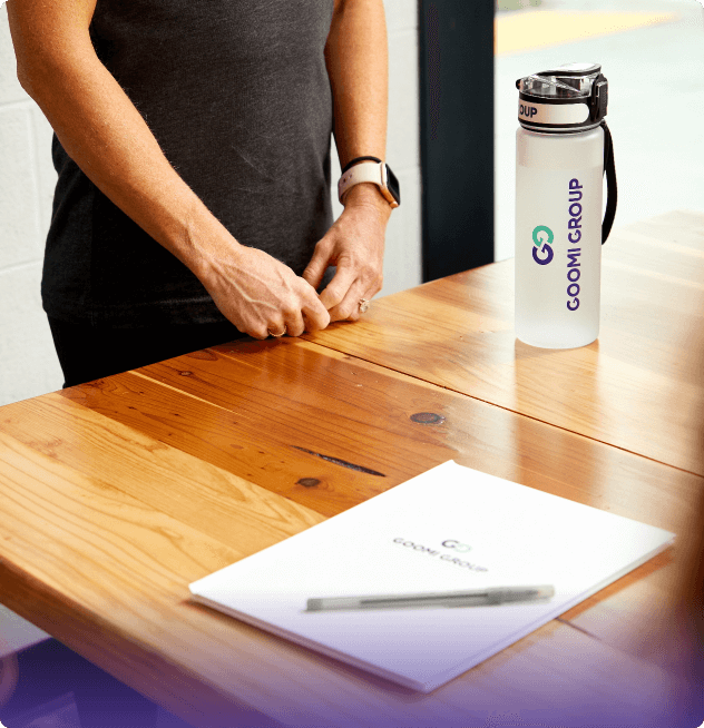 goomi survey and water bottle