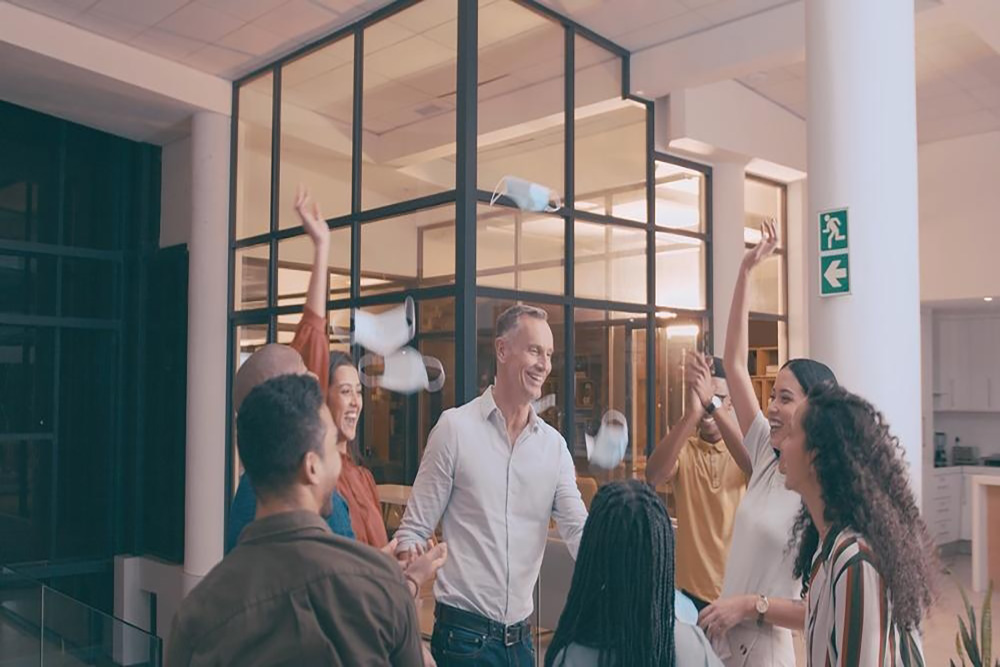 team celebrating together